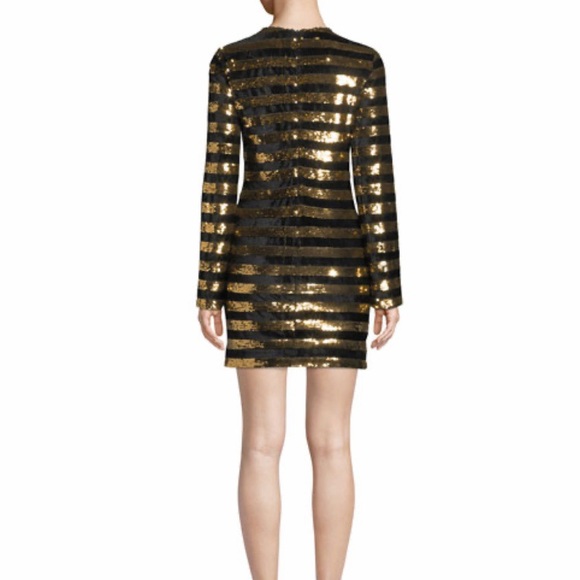 RTA Crystal Sequined Velvet Long Sleeve Dress - Picture 2 of 3